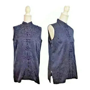 GIANNA Womans NAVY BLUE Asian TUNIC Top Ghost Floral Print Lightweight size XL